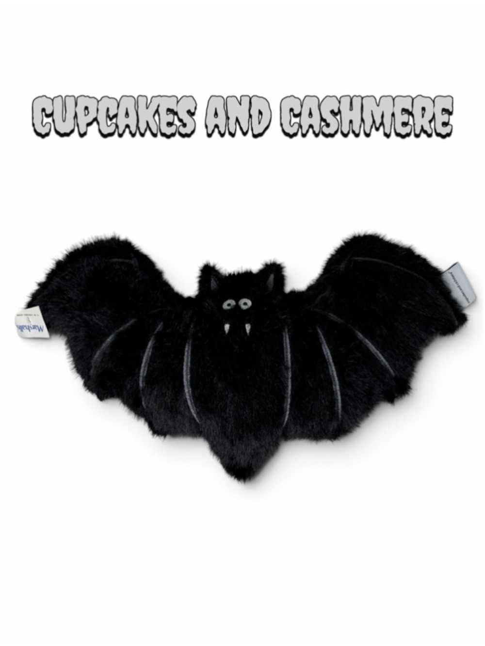 Cupcakes and Cashmere Halloween Faux Fur Black Bat Pillow Cozy Spooky Gothic